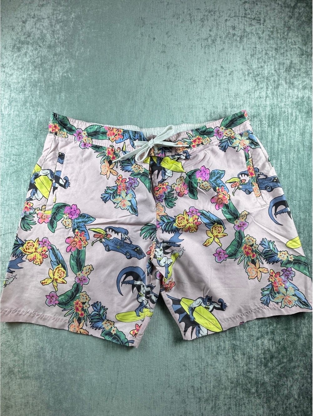 Batman Tropical Floral Swim Board Shorts Pink XXL